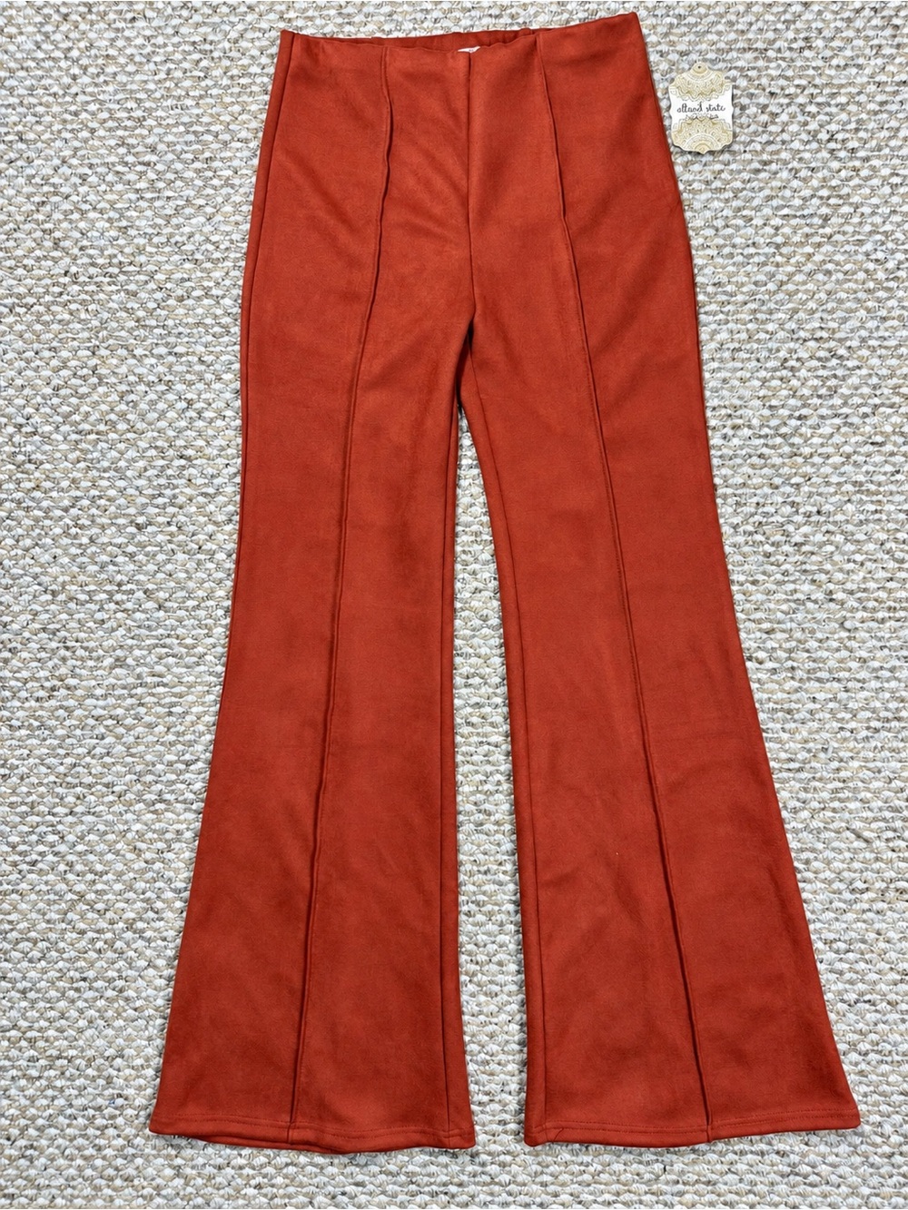 NWT Altar’d State Rust Faux Suede High Rise Flare Pants Large